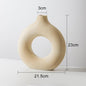 Beige Ceramic Hollow Donut Vase