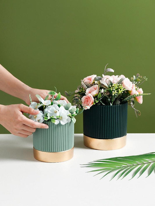 Ceramic Plant Decor Round Cylinder Pot