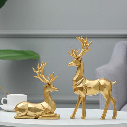 Geometric Christmas Reindeer Figurines