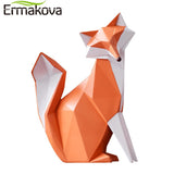 Nordic Modern Abstract Geometric Orange Fox Figurine Statue