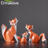 Nordic Modern Abstract Geometric Orange Fox Figurine Statue