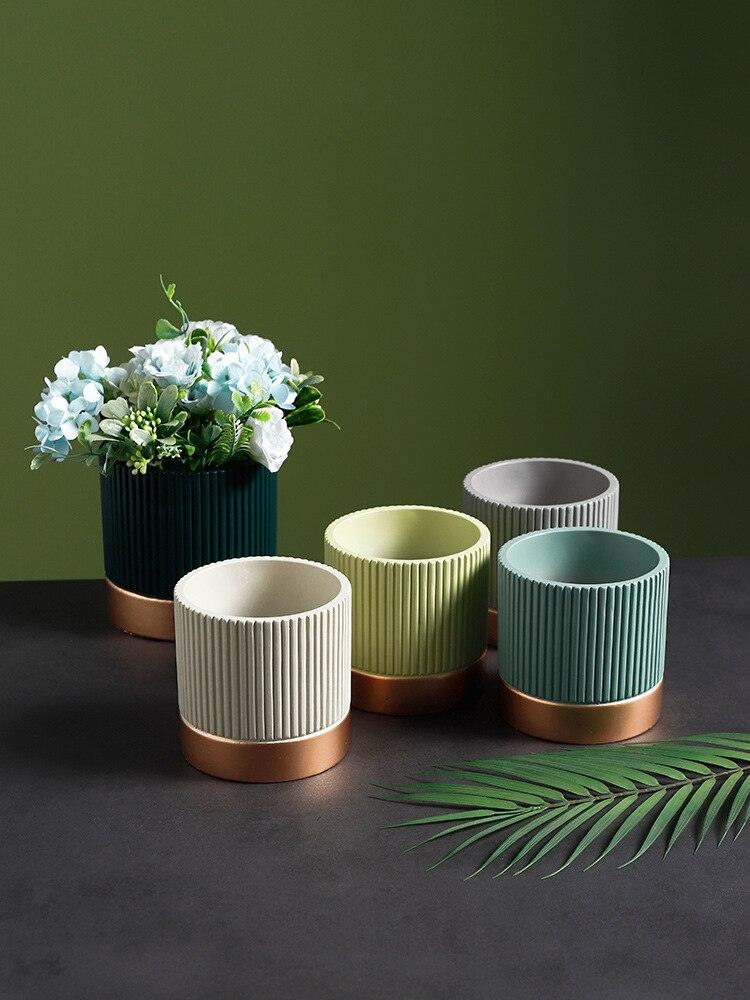 Ceramic Plant Decor Round Cylinder Pot