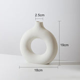 Beige Ceramic Hollow Donut Vase