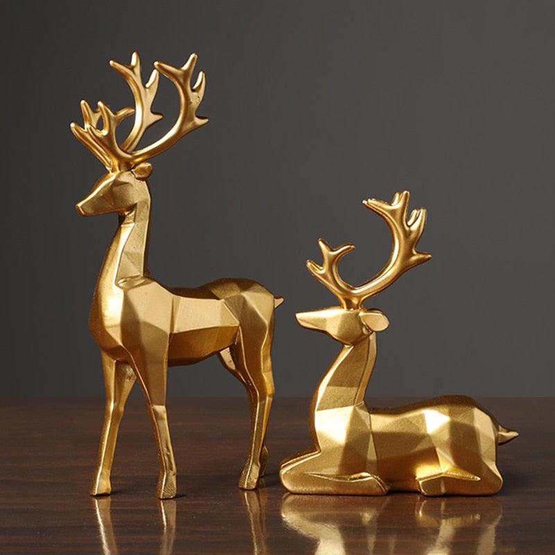 Geometric Christmas Reindeer Figurines