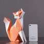 Abstract Geometric Orange Fox Figurine Statue