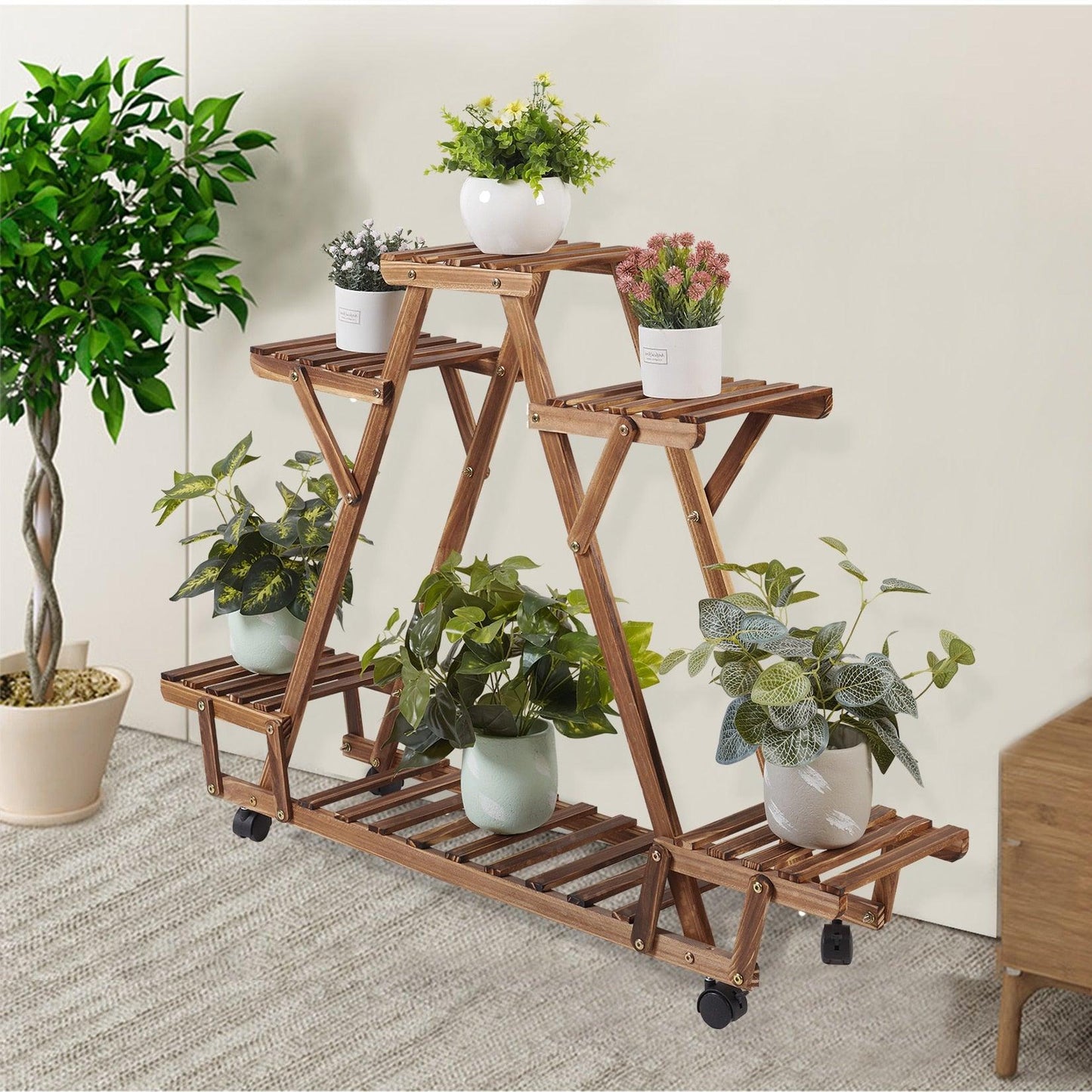 Wood Triangular Plant Shelf