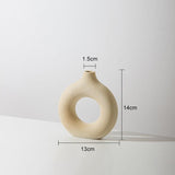 Beige Ceramic Hollow Donut Vase