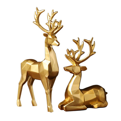 Geometric Christmas Reindeer Figurines