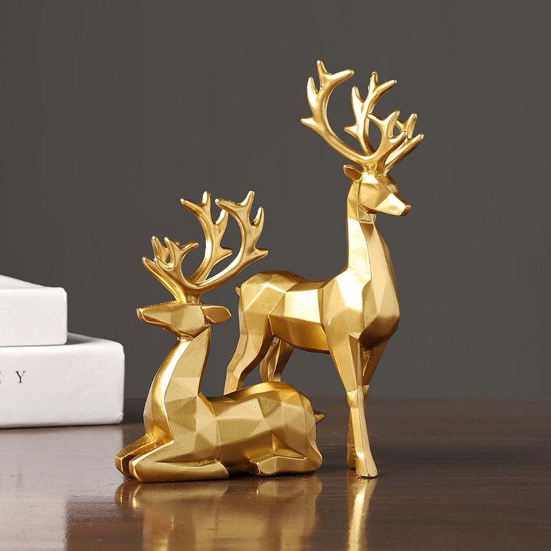 Geometric Christmas Reindeer Figurines