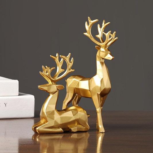 Geometric Christmas Reindeer Figurines
