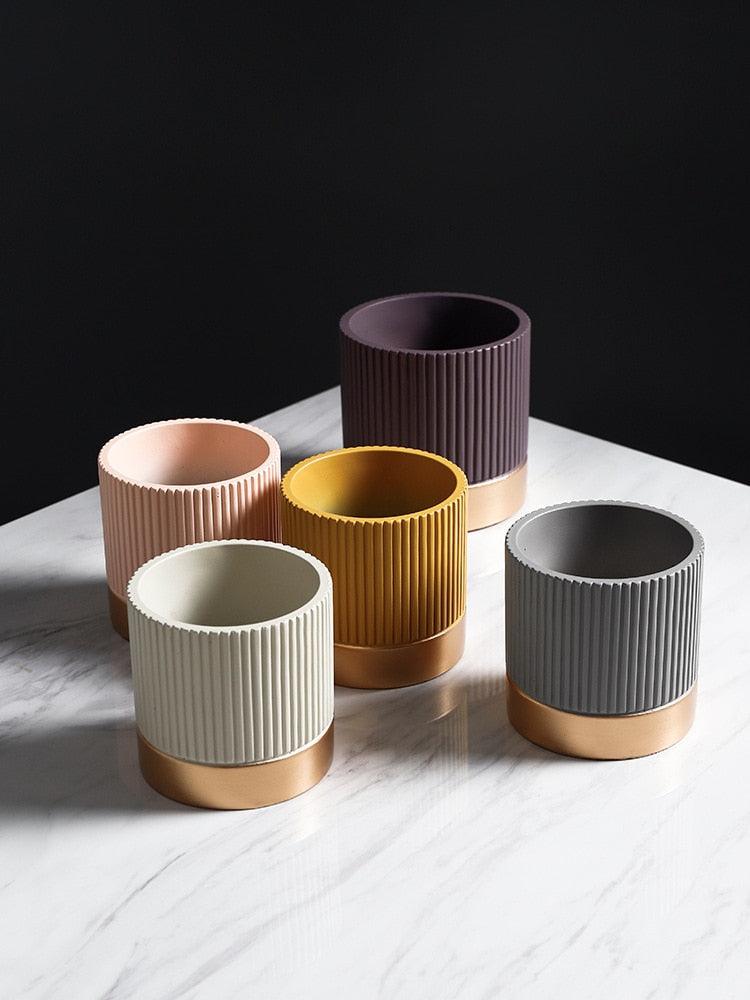 Ceramic Plant Decor Round Cylinder Pot