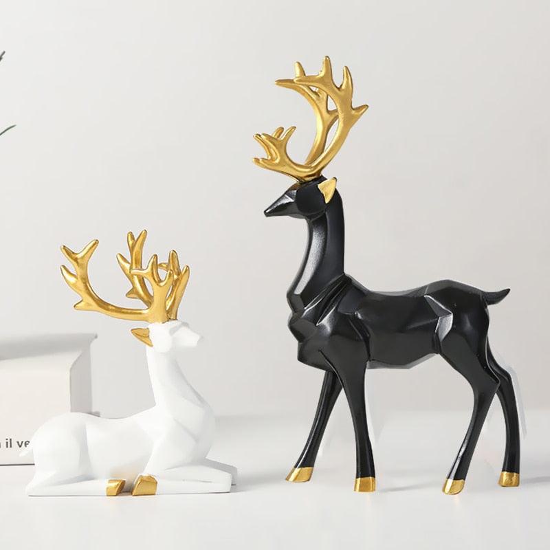 Geometric Christmas Reindeer Figurines